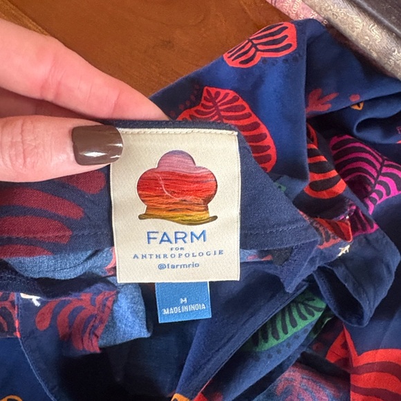 Farm Rio Anthropologie viscose Slip Midi Skirt Hearts Leaves - Picture 10 of 16